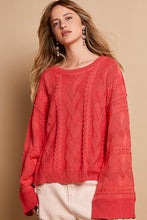 Load image into Gallery viewer, POL OVERSIZED Textured Vintage Washed Sweater in Cherry Red
