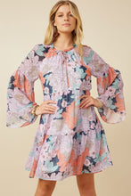 Load image into Gallery viewer, Hayden Swiss Dot Floral Print Dress in Navy
