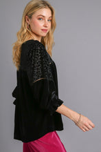 Load image into Gallery viewer, Umgee Velvet Animal Print Burnout Top in Black
