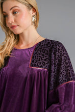 Load image into Gallery viewer, Umgee Velvet Animal Print Burnout Top in Eggplant

