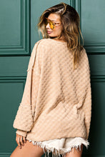 Load image into Gallery viewer, BiBi Solid Color Textured Checkered Top in Taupe Shirts &amp; Tops BiBi   
