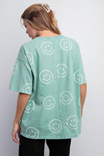 Load image into Gallery viewer, Easel Short Sleeve Smiley Face Top in Apple Green Shirts &amp; Tops Easel   
