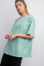 Load image into Gallery viewer, Easel Short Sleeve Smiley Face Top in Apple Green Shirts &amp; Tops Easel   
