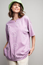 Load image into Gallery viewer, Easel Short Sleeve Smiley Face Top in Lilac Rose Shirts &amp; Tops Easel   
