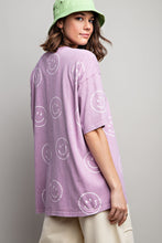 Load image into Gallery viewer, Easel Short Sleeve Smiley Face Top in Lilac Rose Shirts &amp; Tops Easel   
