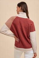 AnnieWear Multi Colored Mixed Textured Knit Sweater in Mocho Combo