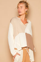 Load image into Gallery viewer, POL Color Block and Contrasting Fabric Top in Cream/Beige
