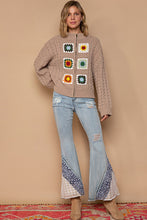 Load image into Gallery viewer, POL Chenille Jacket with Knitted Square Front Details in Mocha Beige Shirts &amp; Tops POL Clothing   
