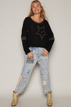 Load image into Gallery viewer, POL CROPPED Star Patch Top in Black Multi Shirts &amp; Tops POL Clothing   
