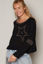 Load image into Gallery viewer, POL CROPPED Star Patch Top in Black Multi Shirts &amp; Tops POL Clothing   
