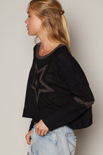 Load image into Gallery viewer, POL CROPPED Star Patch Top in Black Multi Shirts &amp; Tops POL Clothing   
