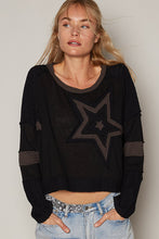 Load image into Gallery viewer, POL CROPPED Star Patch Top in Black Multi Shirts &amp; Tops POL Clothing   
