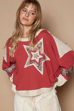 Load image into Gallery viewer, POL CROPPED Star Patch Top in Chili Multi
