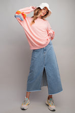 Load image into Gallery viewer, Easel Terry Knit Colorful Blocked Sleeves Top in Peach Shirts &amp; Tops Easel   
