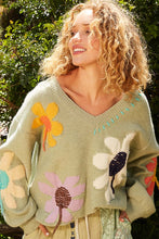 Load image into Gallery viewer, POL Floral Pattern Print Sweater in Soft Sage
