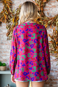 First Love Multicolored Abstract Print Woven Top in Mulberry Shirts & Tops First Love   