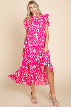 Load image into Gallery viewer, Jodifl Brushstroke Print Tiered Midi Dress in Pink ON ORDER Dresses Jodifl   
