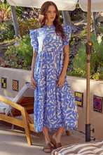 Load image into Gallery viewer, Jodifl Brushstroke Print Tiered Midi Dress in Blue Dresses Jodifl   
