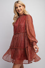 Load image into Gallery viewer, Easel Lurex Chiffon Pleated Dress in Ruby Dress Easel   
