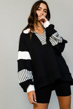 Load image into Gallery viewer, BucketList French Terry Color Block Tunic Top in Black/Ivory Shirts &amp; Tops Bucketlist   
