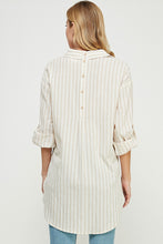Load image into Gallery viewer, Allie Rose Breezy Linen Boyfriend Shirt in Natural Stripe Shirts &amp; Tops Allie Rose   
