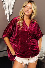 Load image into Gallery viewer, BiBi Crushed Velvet Dolman Sleeve Top in Red Shirts &amp; Tops BiBi   
