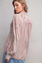 Load image into Gallery viewer, Easel Button Down Shirt with Star Patch Details in Mauve Shirts &amp; Tops Easel   
