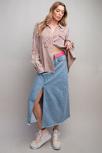 Load image into Gallery viewer, Easel Button Down Shirt with Star Patch Details in Mauve Shirts &amp; Tops Easel   
