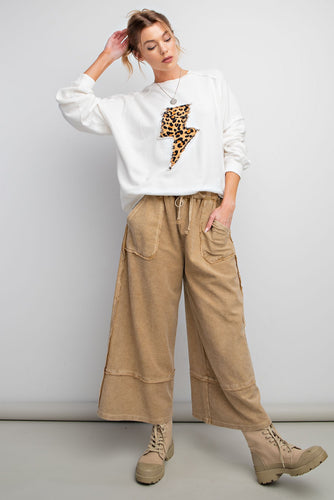 Easel Terry Palazzo Pants in Pretzel Pants Easel   