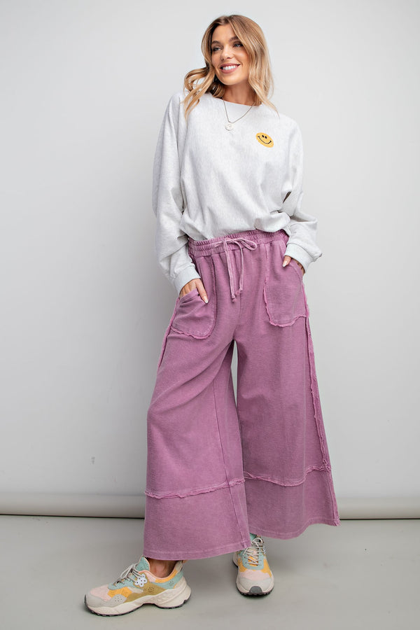 Easel Terry Palazzo Pants in Wild Berry Pants Easel   