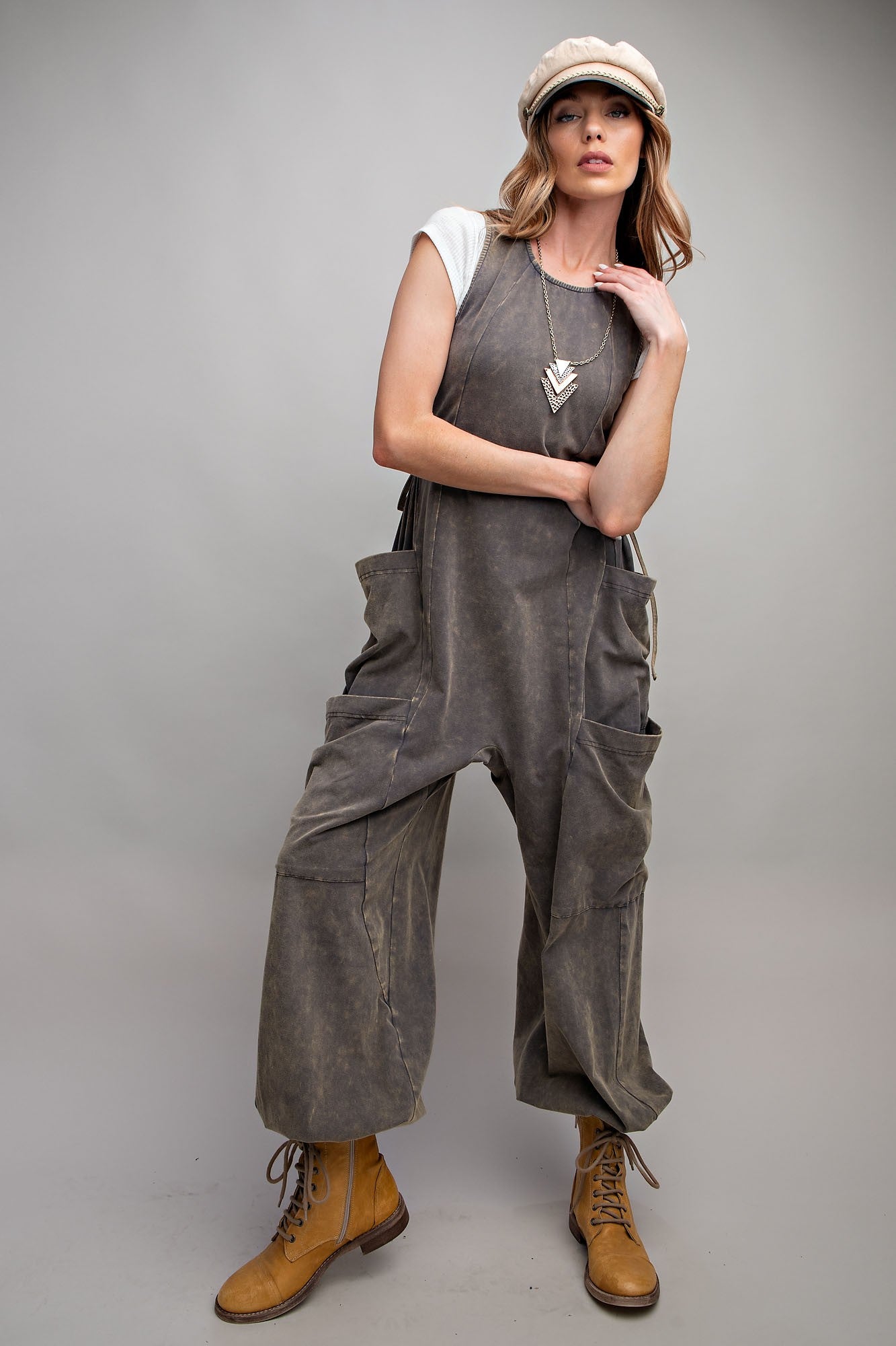 Mineral Washed Utility Jumpsuit - ShopperBoard