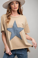 Load image into Gallery viewer, Easel Short Sleeve Star Patch Top in Dusty Khaki Shirts &amp; Tops Easel   
