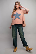 Load image into Gallery viewer, Easel Short Sleeve Star Patch Top in Terracotta Shirts &amp; Tops Easel   
