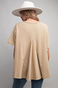 Easel Short Sleeve Star Patch Top in Dusty Khaki Shirts & Tops Easel   