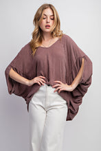 Load image into Gallery viewer, Easel Mineral Washed Gauze Loose Fit Top In Red Bean
