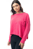 White Birch Knit Sweater Top in Hot Pink