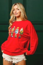 Load image into Gallery viewer, BiBi French Terry Top with Sequin Nutcrackers on Front in Red
