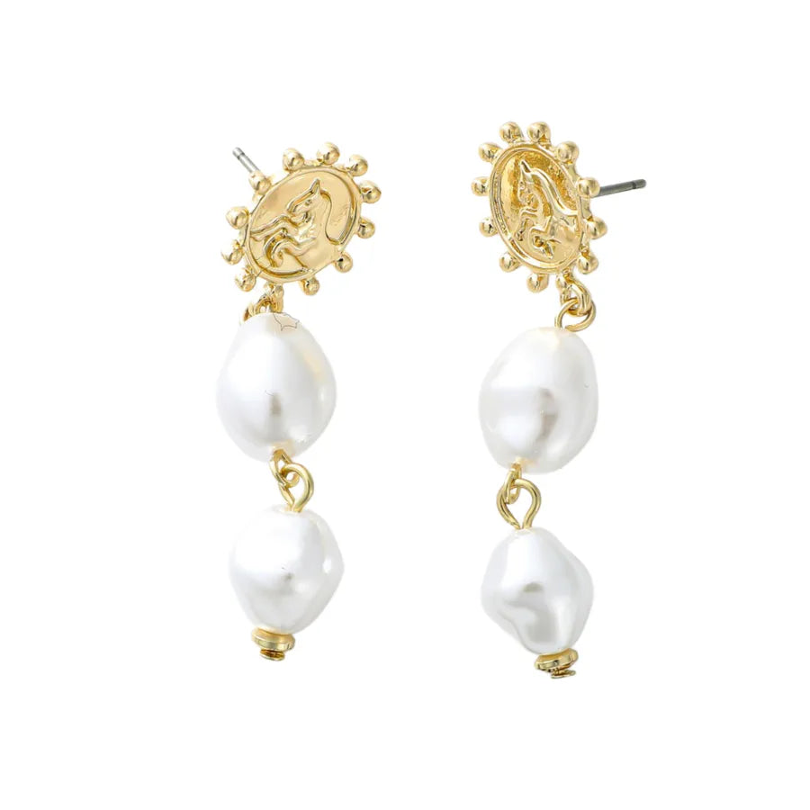 Lauren Kenzie Elizabeth Coin Pearl Earrings