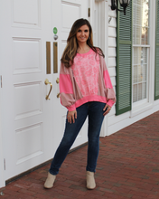 Load image into Gallery viewer, BiBi OVERSIZED Rose Twill and Stripe Mix n Match Top in Oatmeal/Pink

