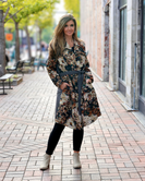 J.nna Floral Print and Waffle Knit Jacket in Floral Browns