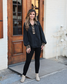 Jodifl Mineral Washed French Terry Top with Leopard Trim