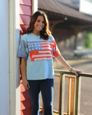 Jodifl American Flag Patched Top in Sky Blue