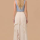 J.nna Boho-Chic Lace Blend Skirt in Cream