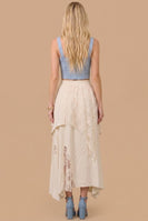 J.nna Boho-Chic Lace Blend Skirt in Cream