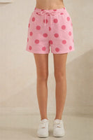 Veveret French Terry Polka Dot Shorts in Pink/Pink