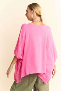 Davi & Dani OVERSIZED Solid Color Top with Azalea Pink