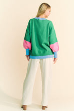 Load image into Gallery viewer, Davi &amp; Dani Multi Colored Striped Sweater with Flower Patches in Blue Pink Multi
