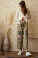Load image into Gallery viewer, LovLov Paint Splatter and Patched Barrel Pants in Olive
