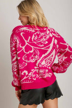 Load image into Gallery viewer, Umgee Floral Knit Sweater in Hot Pink
