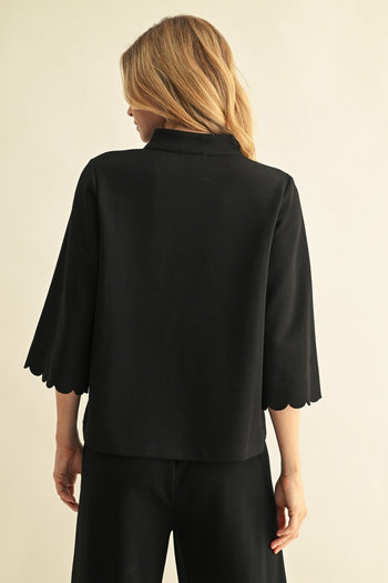 Jodifl Scallop Edge Detail Solid Top in Black